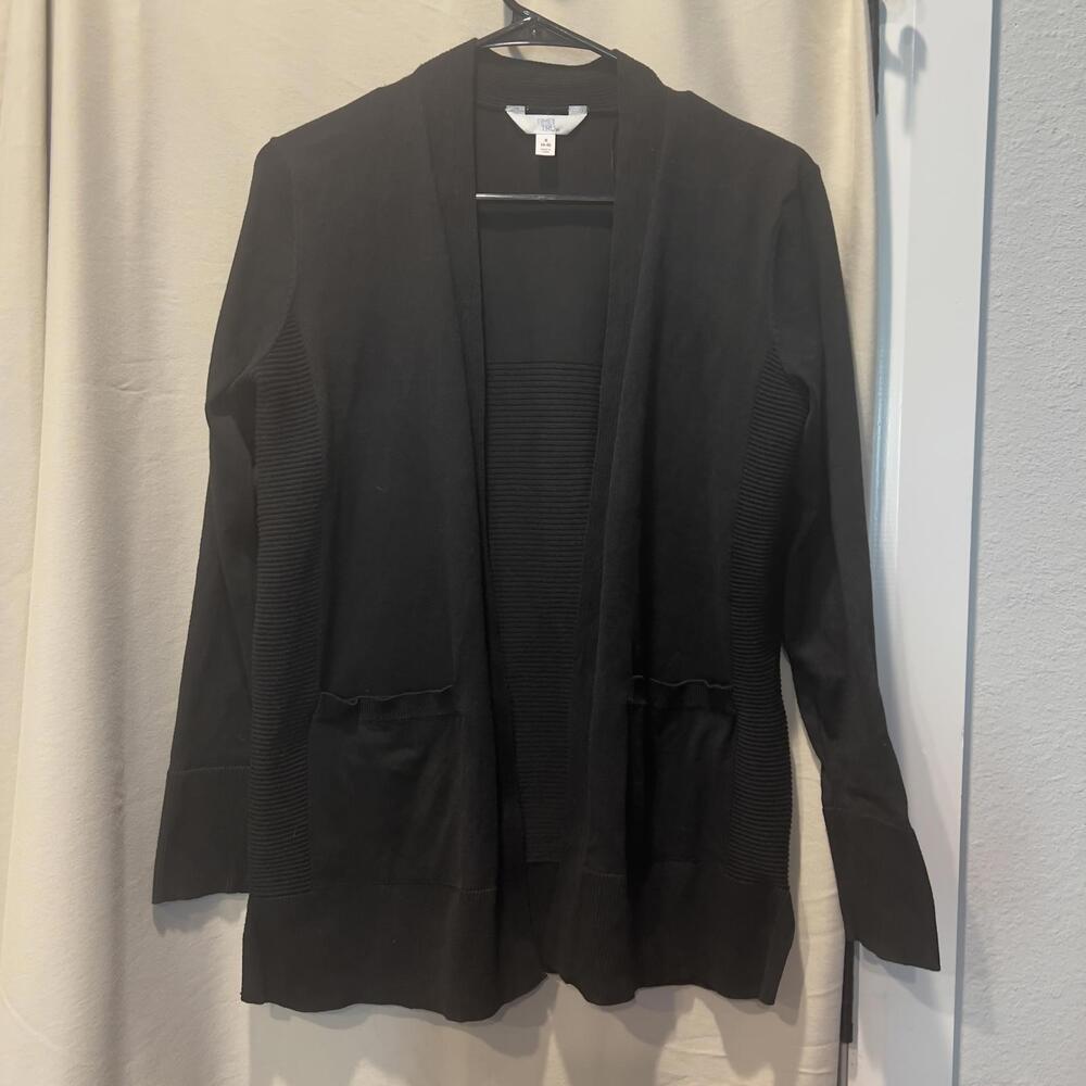 Time and Tru Women's Black Open Front Cardigan Sweater, Size